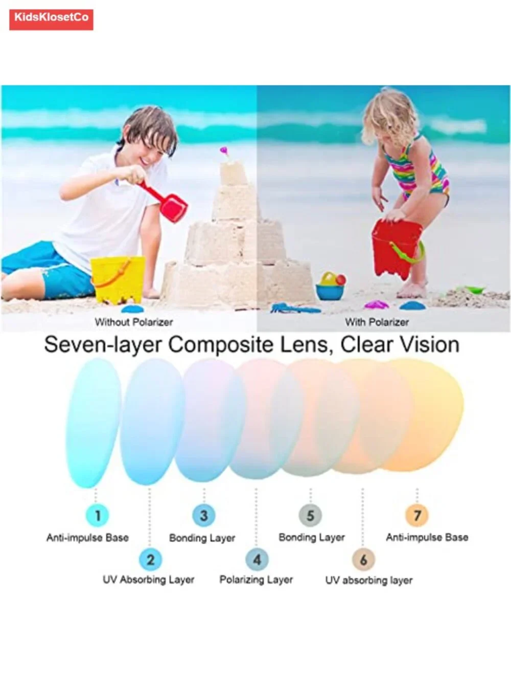Polarized UV400 Baby Sunglasses with Strap Flexible TPEE TAC Shatter Resistant